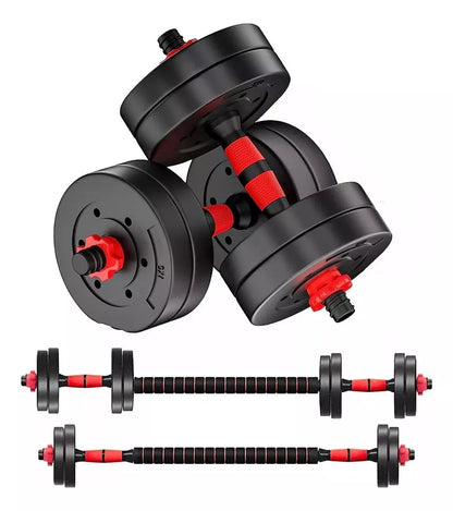 Set Mancuernas Barra Unibles 10kg Fitness Pesas Ajustables