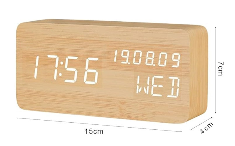 Despertador Digital Reloj Madera Reloj Escritorio Led Mesa