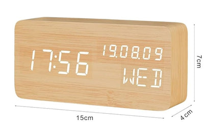 Despertador Digital Reloj Madera Reloj Escritorio Led Mesa