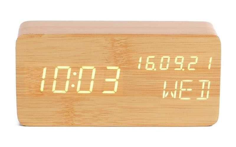 Despertador Digital Reloj Madera Reloj Escritorio Led Mesa