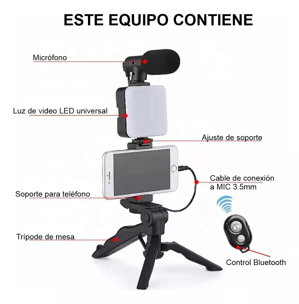 Kit De Grabacion Estabilizador Luz Led Y Micrófono Youtube