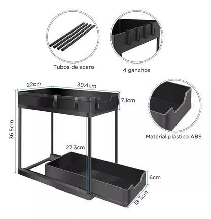 Organizador Cocina Repisa Almacenamiento 2 Niveles Estante