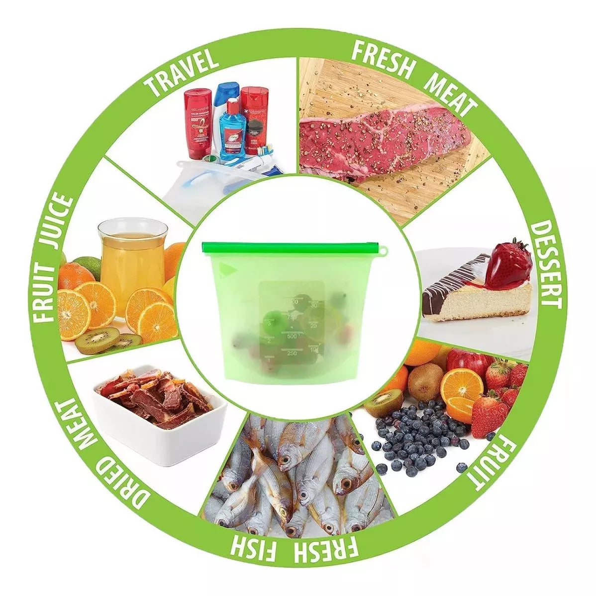 Bolsa De Silicona Para Alimentos 1000cc Bolsas Reutilizables