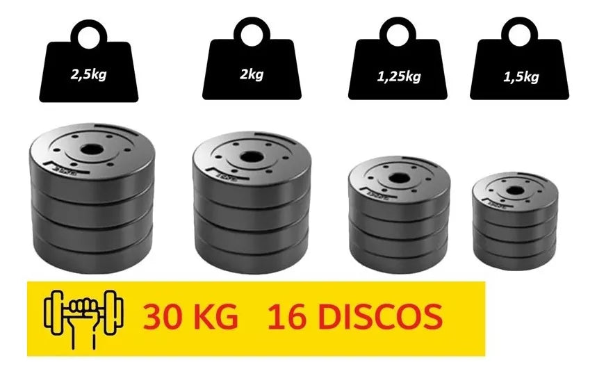 Set Mancuernas Barra Unibles 30kg Fitness Pesas Ajustables