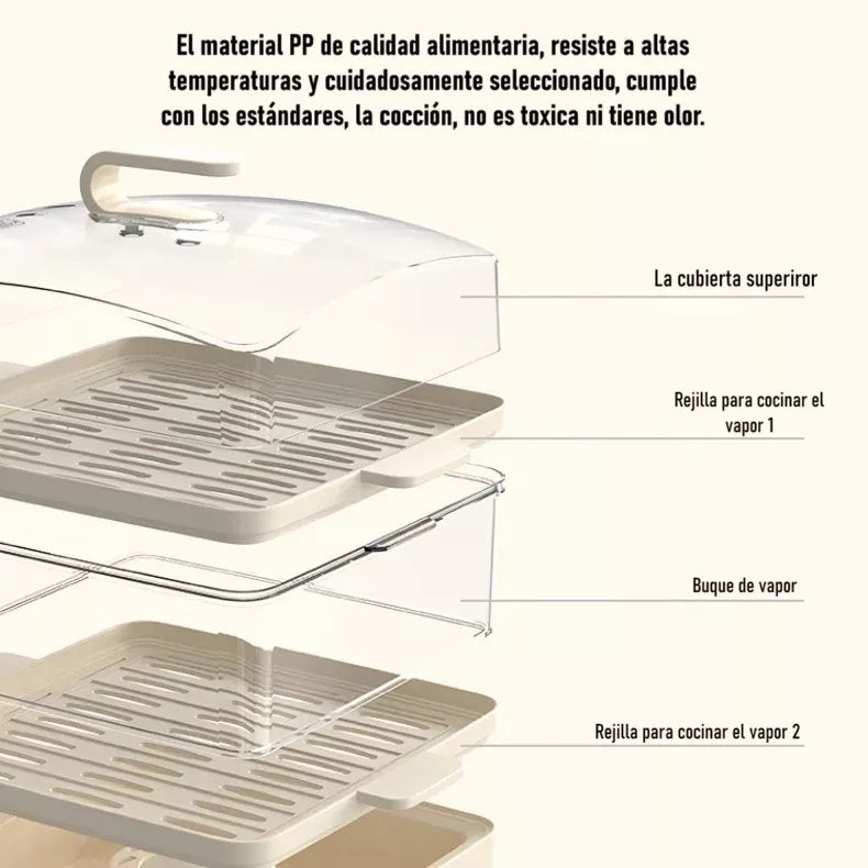 Vaporera De Alimentos Coccion Vaporizador Electrica 3niveles