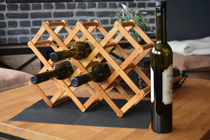 Porta Vino Botellas Plegable Soporte De Vino Madera 10 Pts.