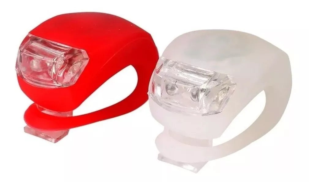 Pack 2 Luces Led Bicicleta Silicona Impermeable Rojo/blanco