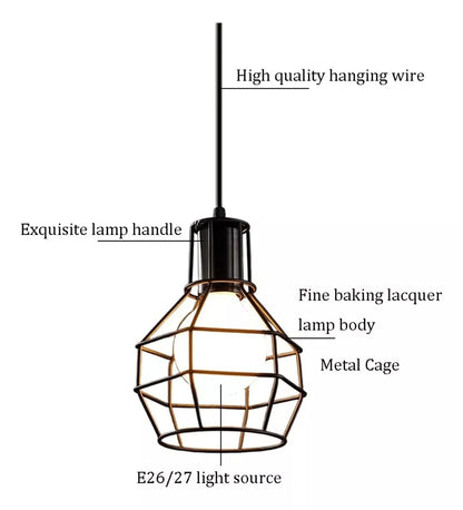 Lampara Led Colgante Lampara De Techo Colgante Jaula E27