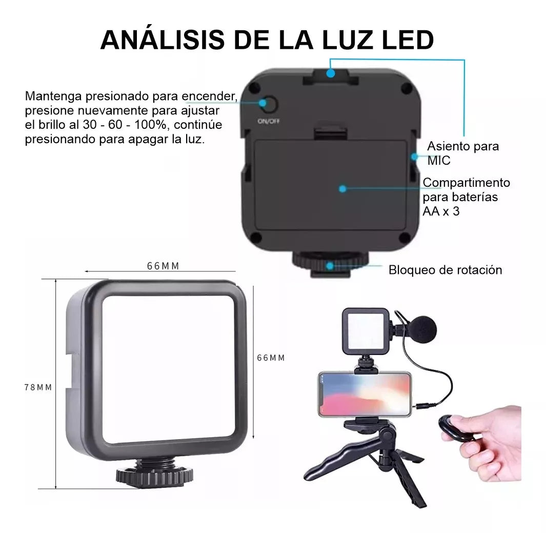 Kit De Grabacion Estabilizador Luz Led Y Micrófono Youtube