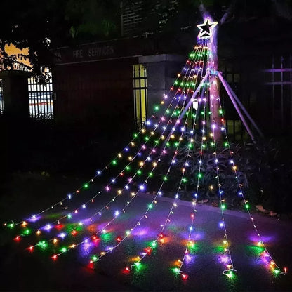 Luces Cascada Arbol De Navidad Estrella Guirnalda Luces 3mts