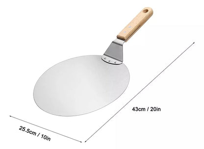 Pala De Pizza Redonda 25.5cm Acero Inox Con Mango De Madera