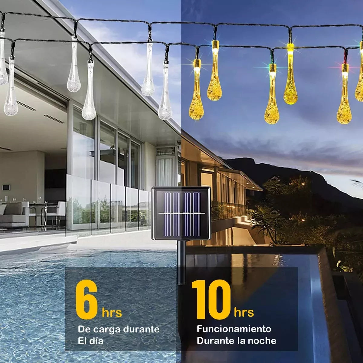 Luces Guirnalda Solar Exterior Luces Navidad Solar 20led 5m