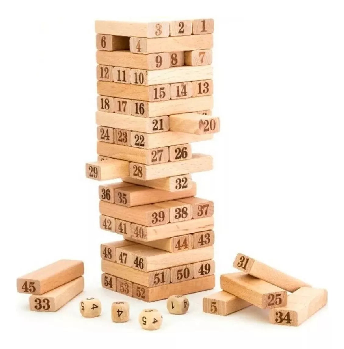 Juego Educativo Yenga Juego Mesa Numeros 54 Piezas Madera