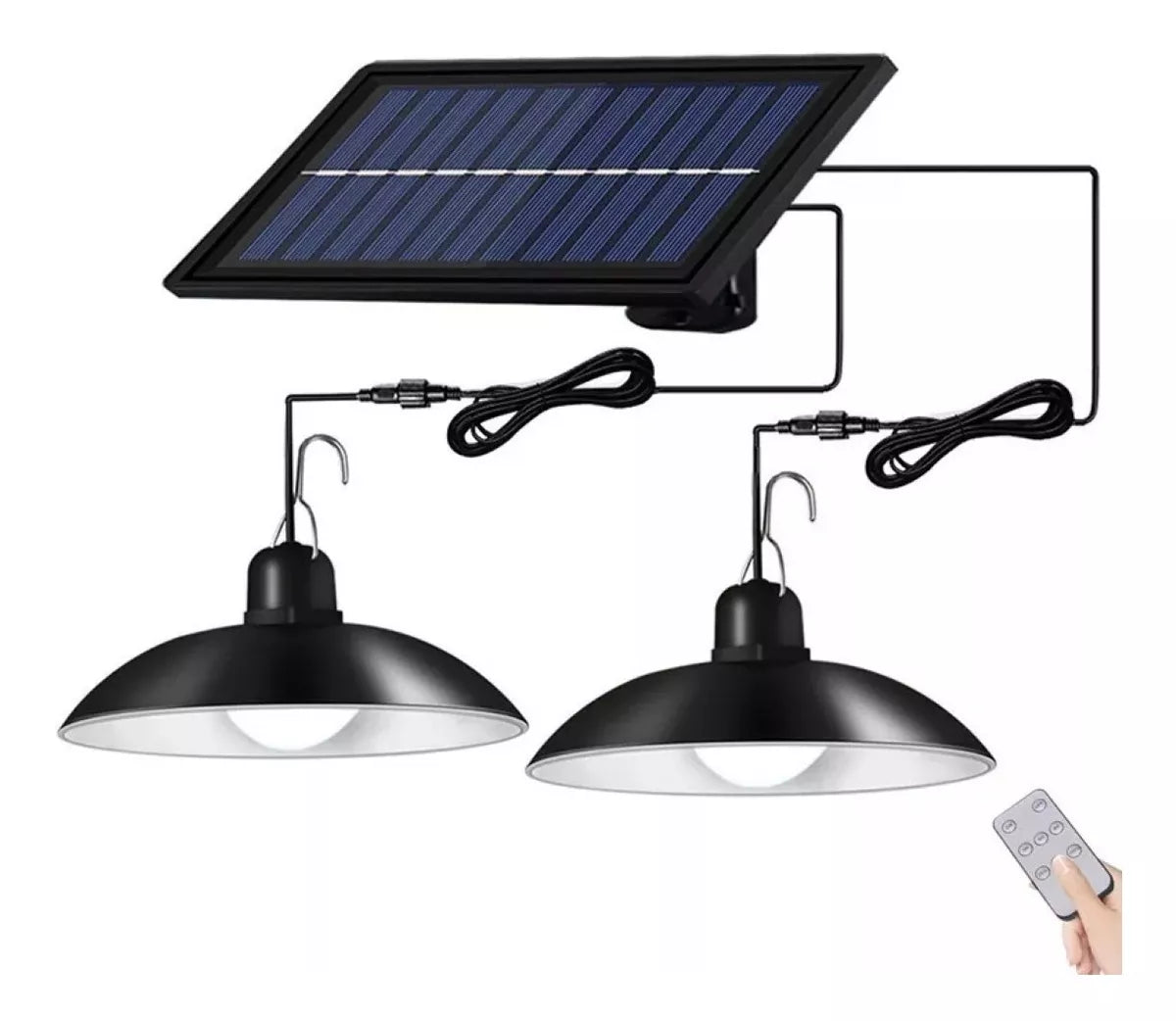 Lampara Solar Doble Colgante Focos Solares Exterior Interior