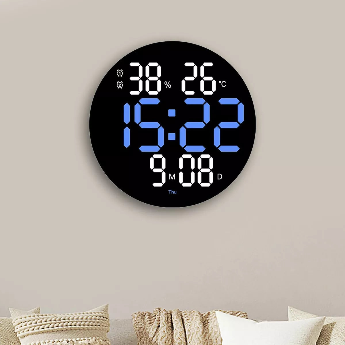 Reloj De Pared Moderno Reloj De Pared Digital Redondo Led