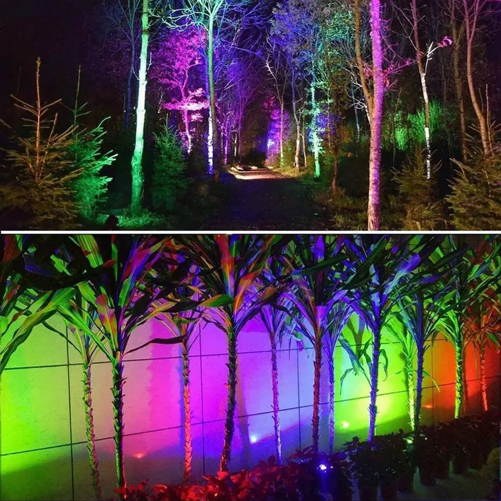 Lampara De Jardin Foco 9 Led Solar Césped Aire Libre Rgb