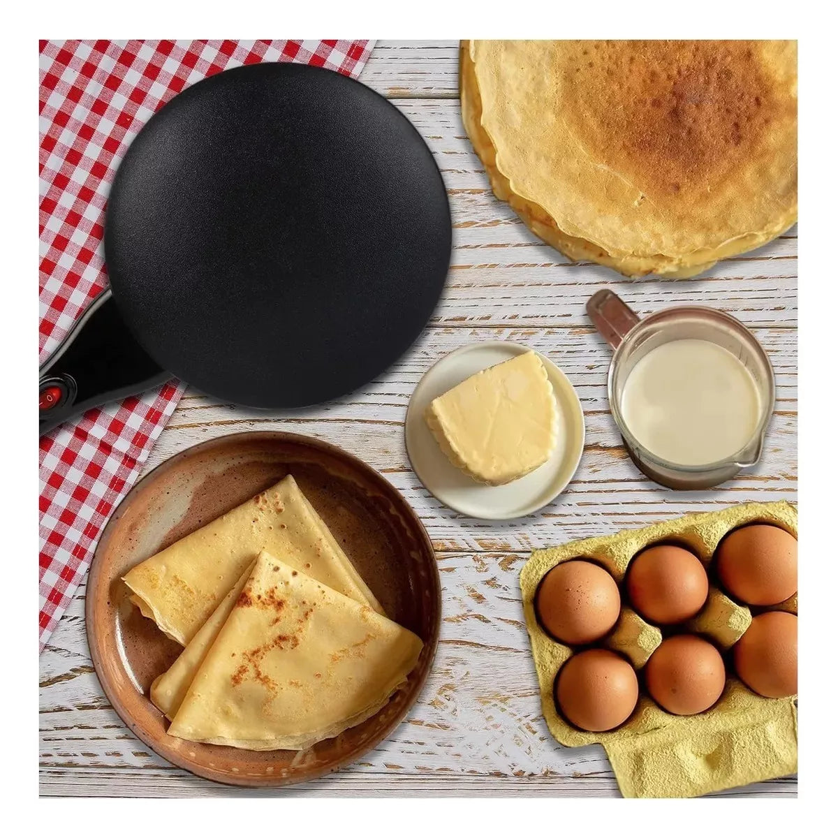 Panquequera Crepes Panquequera Electrica+ Plato Batidor 20cm