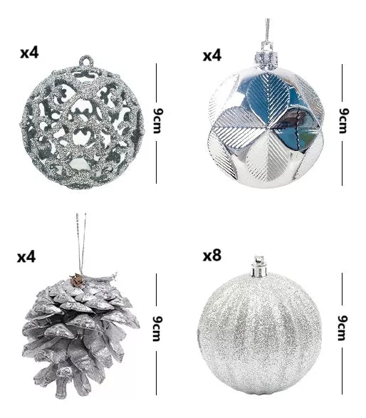 Pack X20 Bolas De Arbol De Navidad Esferas 9cm Decoracion