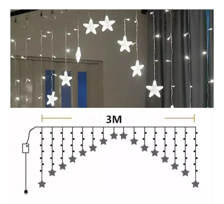 Cascada Luces Guirnalda Navidad Luces Cortina Led 3m 136leds