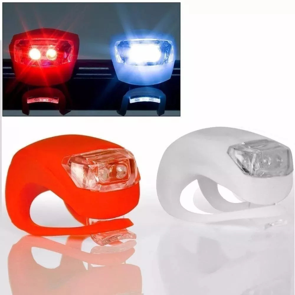 Pack 2 Luces Led Bicicleta Silicona Impermeable Rojo/blanco