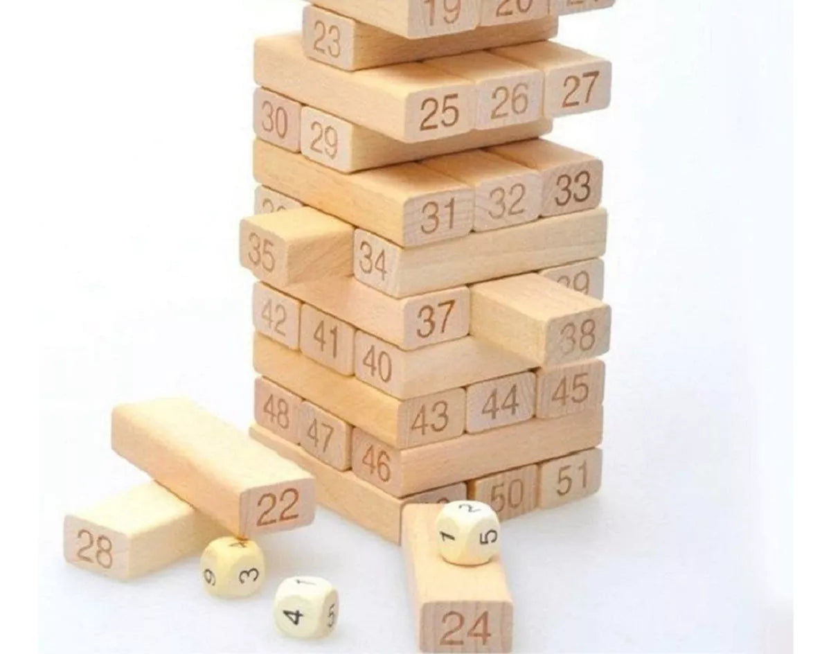 Juego Educativo Yenga Juego Mesa Numeros 54 Piezas Madera