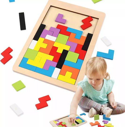 Juego Tetris Puzzle Rompe Cabeza Antiestres Madera Destreza