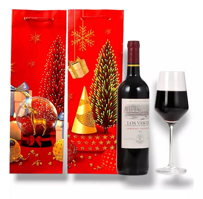 Pack 12 Bolsas Regalo Vino Navidad Bolsa Navideña Para Vino