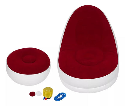 Sofa Tumbona Inflable + Puff Reposa Pies Inflable Portatil