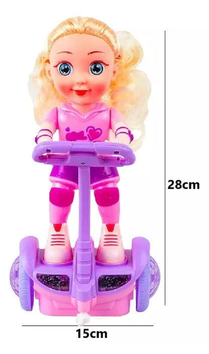 Muñeca Con Patineta Scooter Para Niñas Musical Con Luces