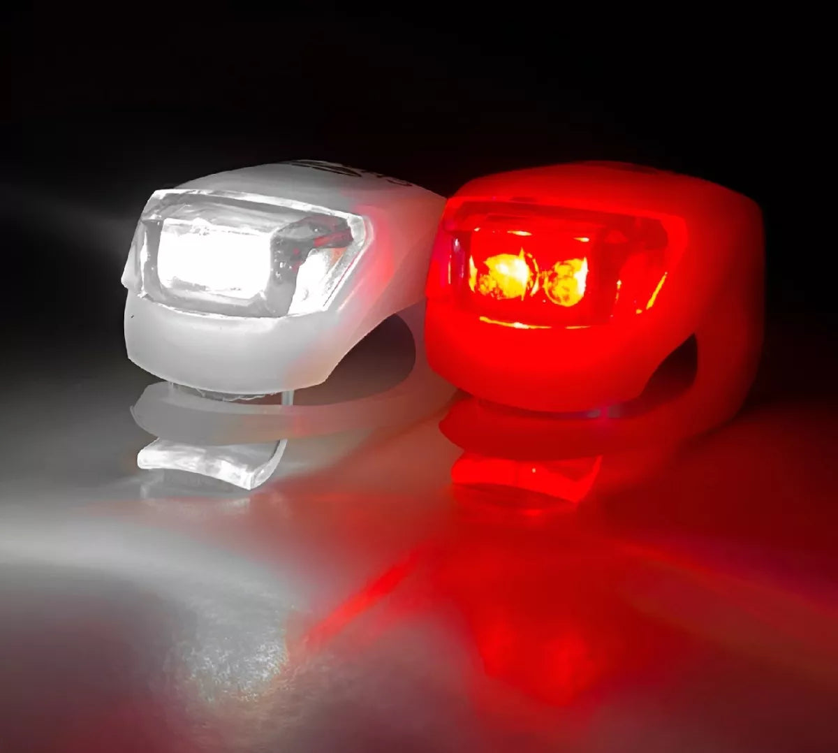 Pack 2 Luces Led Bicicleta Silicona Impermeable Rojo/blanco