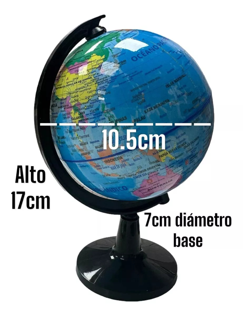 Globo Terraqueo Pvc Giratorio Con Base Mini 10.6cm Mapa Mesa