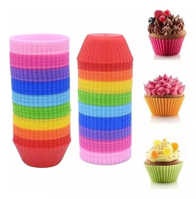 X12 Moldes Para Cupcakes Magdalenas Muffins Silicona Hornear