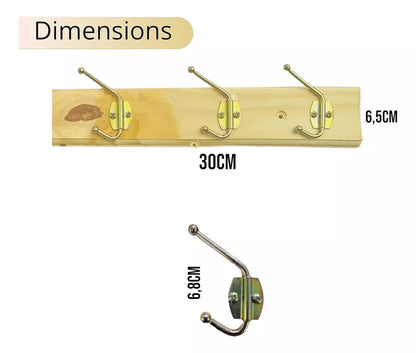 Perchero De Pared Madera Perchero Pared Madera 3 Ganchos