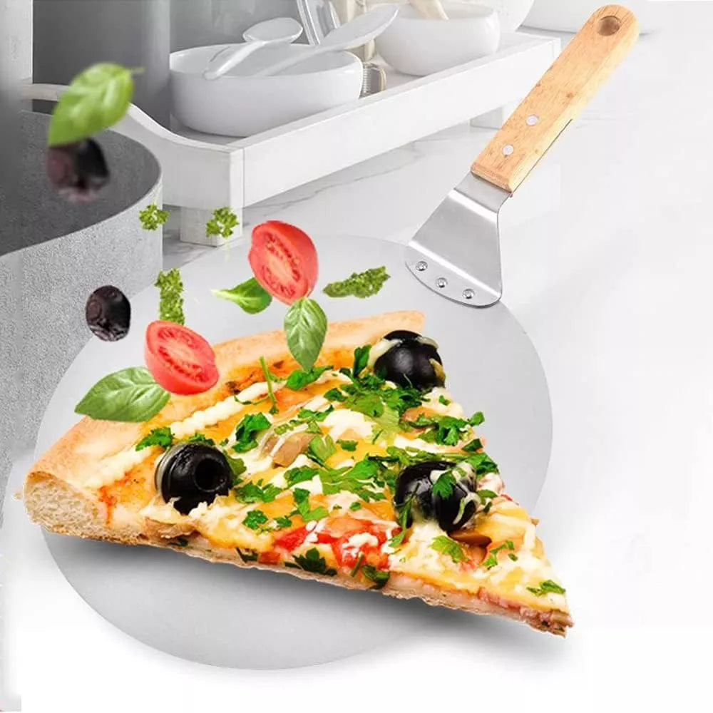 Pala De Pizza Redonda 25.5cm Acero Inox Con Mango De Madera