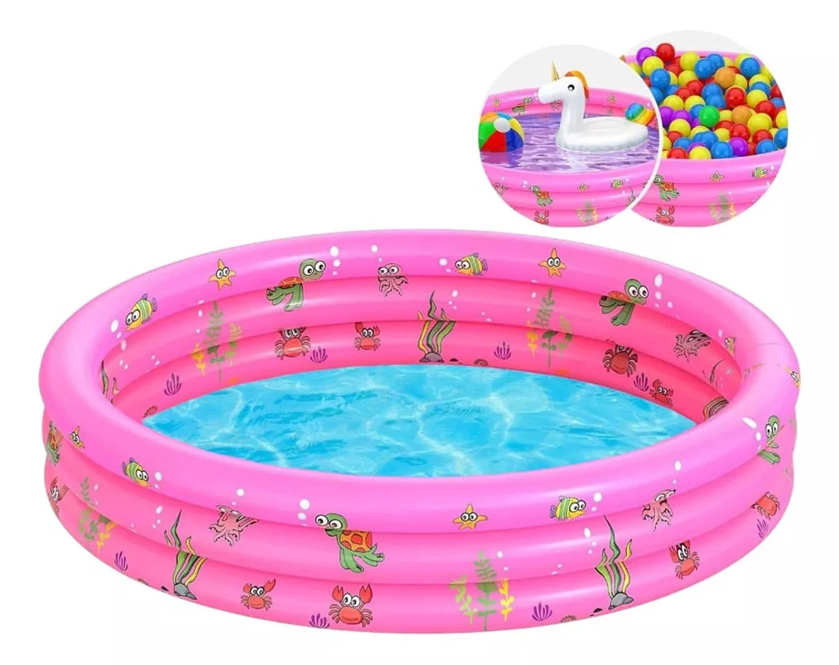 Piscina Inflable Plástico 3 Anillos Piscina Redonda 100x35cm