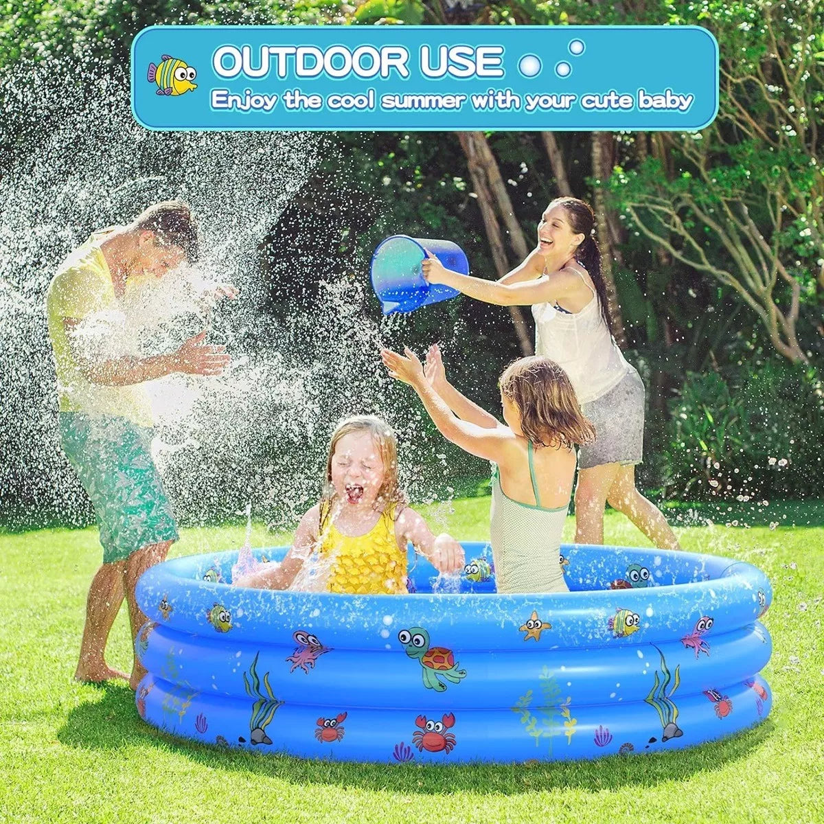 Piscina Inflable Plástico Niño 3 Anillos 120x40cm Verano