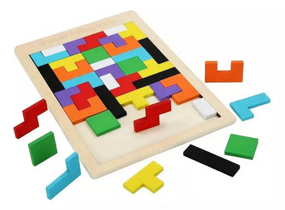 Juego Tetris Puzzle Rompe Cabeza Antiestres Madera Destreza