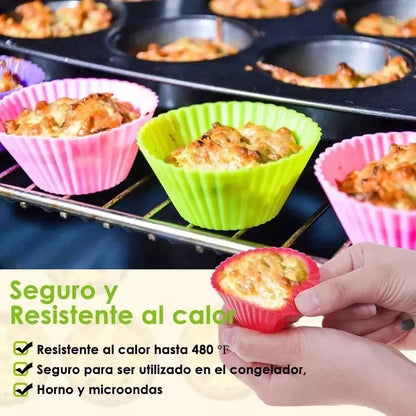 X12 Moldes Para Cupcakes Magdalenas Muffins Silicona Hornear