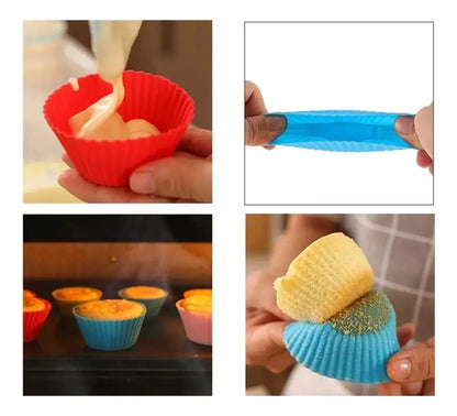 X12 Moldes Para Cupcakes Magdalenas Muffins Silicona Hornear