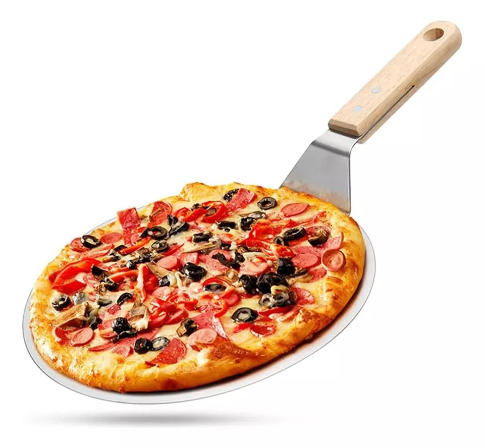 Pala De Pizza Redonda 25.5cm Acero Inox Con Mango De Madera