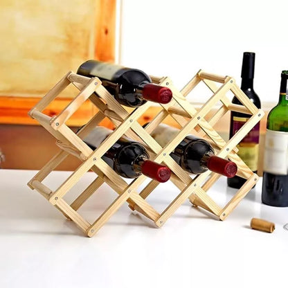 Porta Vino Botellas Plegable Soporte De Vino Madera 10 Pts.