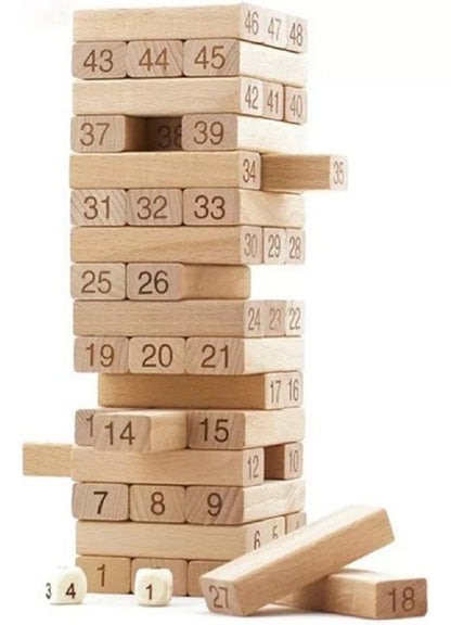 Juego Educativo Yenga Juego Mesa Numeros 54 Piezas Madera