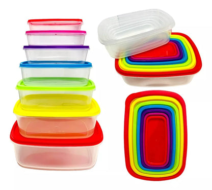 Set 7 Taper Rectangular Potes Plasticos Contenedores Comida