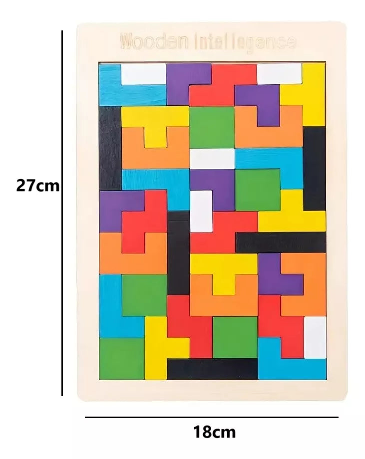 Juego Tetris Puzzle Rompe Cabeza Antiestres Madera Destreza