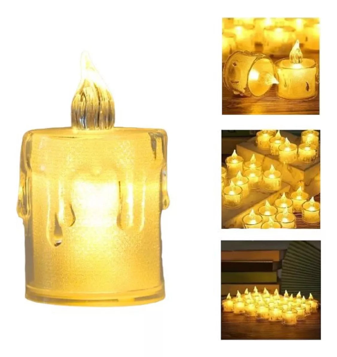 Pack 24 Velas Led Efecto Llama Decorativas Velas Led A Pila 4,6cm