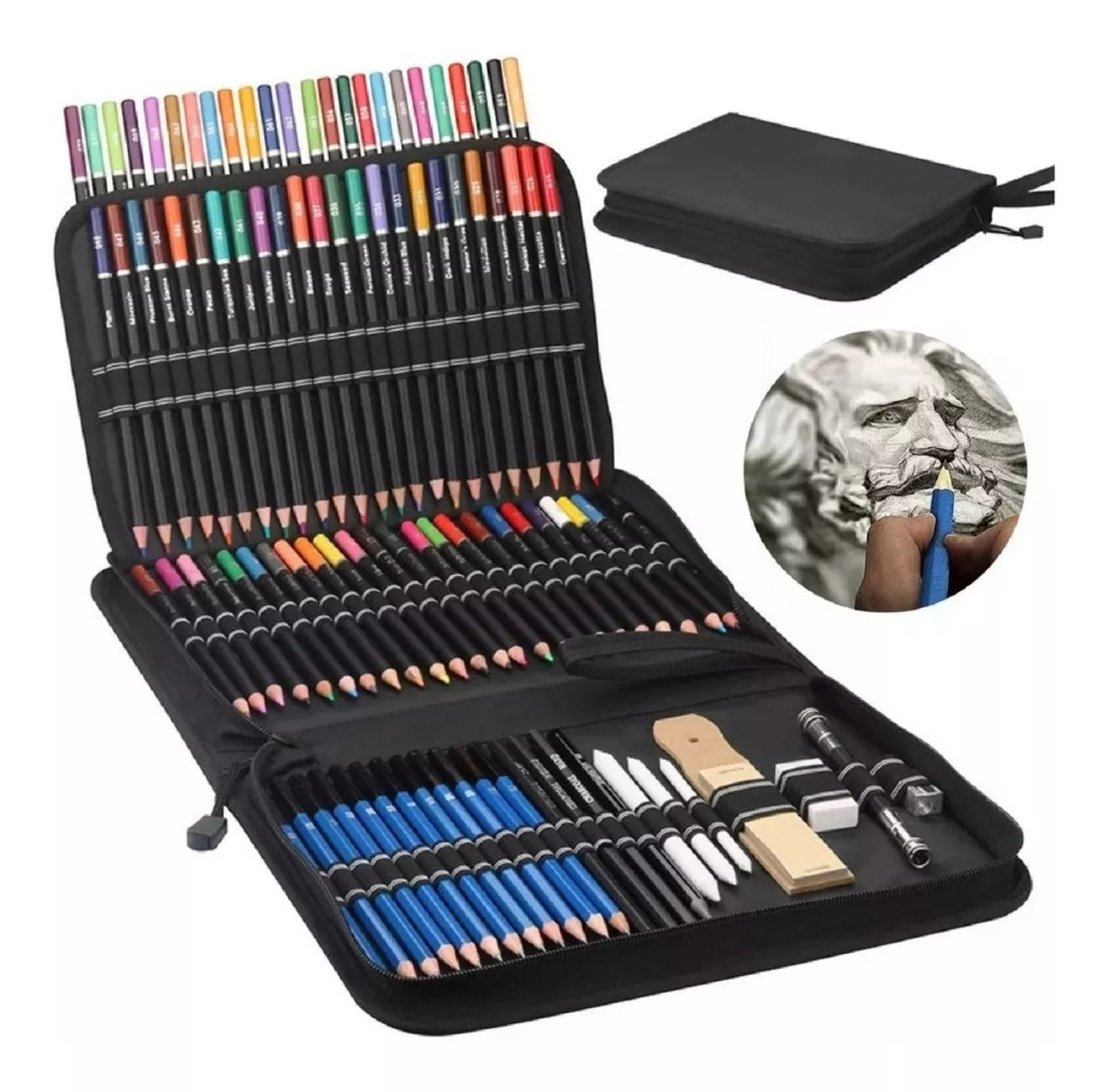 Set De Lápices Kit Dibujo 95 Piezas Profesional Estuche Colores