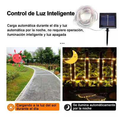 Manguera Led Solar Navideña Decoracion Multicolor/calido 20m amarillo