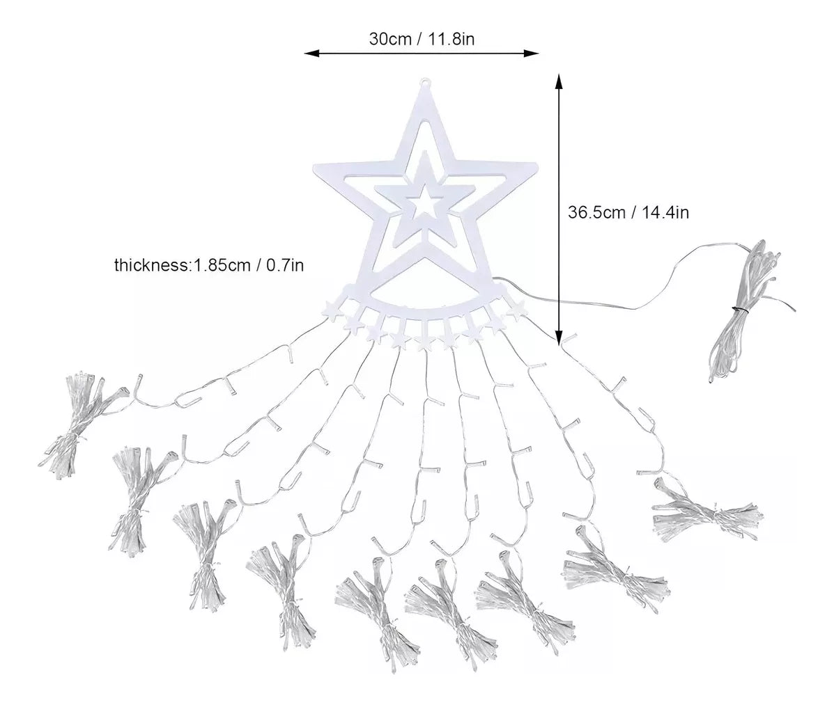 Luces Cascada Arbol De Navidad Estrella Guirnalda Luces 3mts