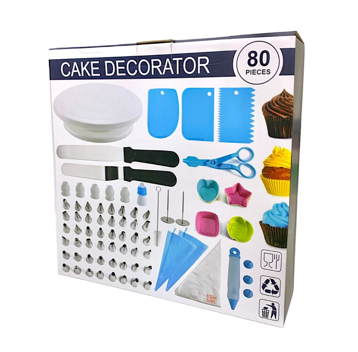 Set Kit De Decoración De Tortas Reposteria 80 Pcs Base Torta