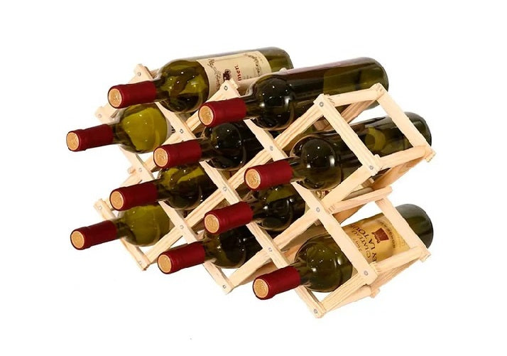 Porta Vino Botellas Plegable Soporte De Vino Madera 10 Pts.